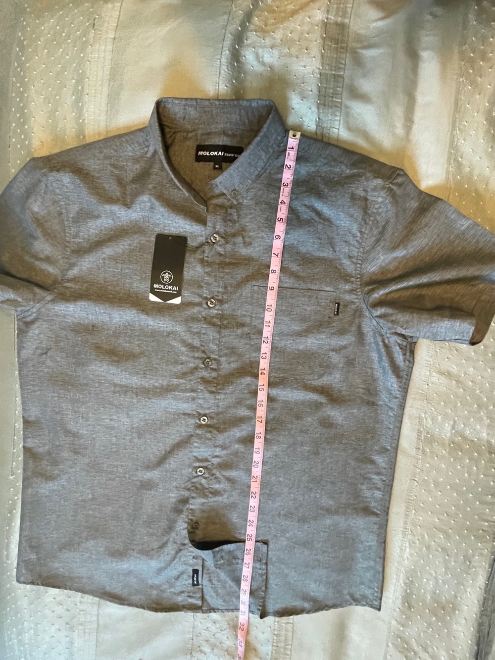 NWT Molokai Surf Co Men’s Heather Gray Short Sleeve Button-Up Shirt size XL - Picture 6 of 10